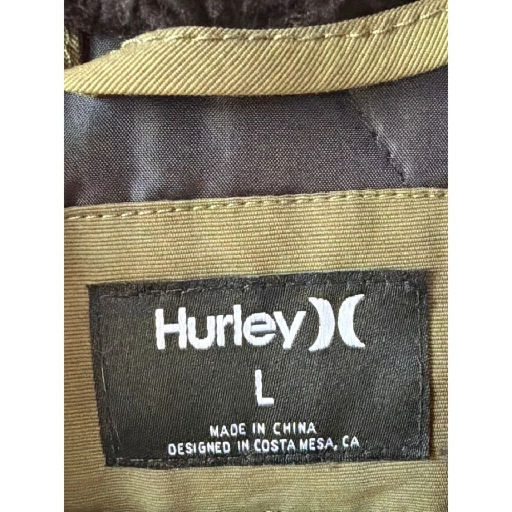 Hurley Mens Hooded Utility Jacket Olive Green Sherpa Lined L Tactical Cargo Gorp